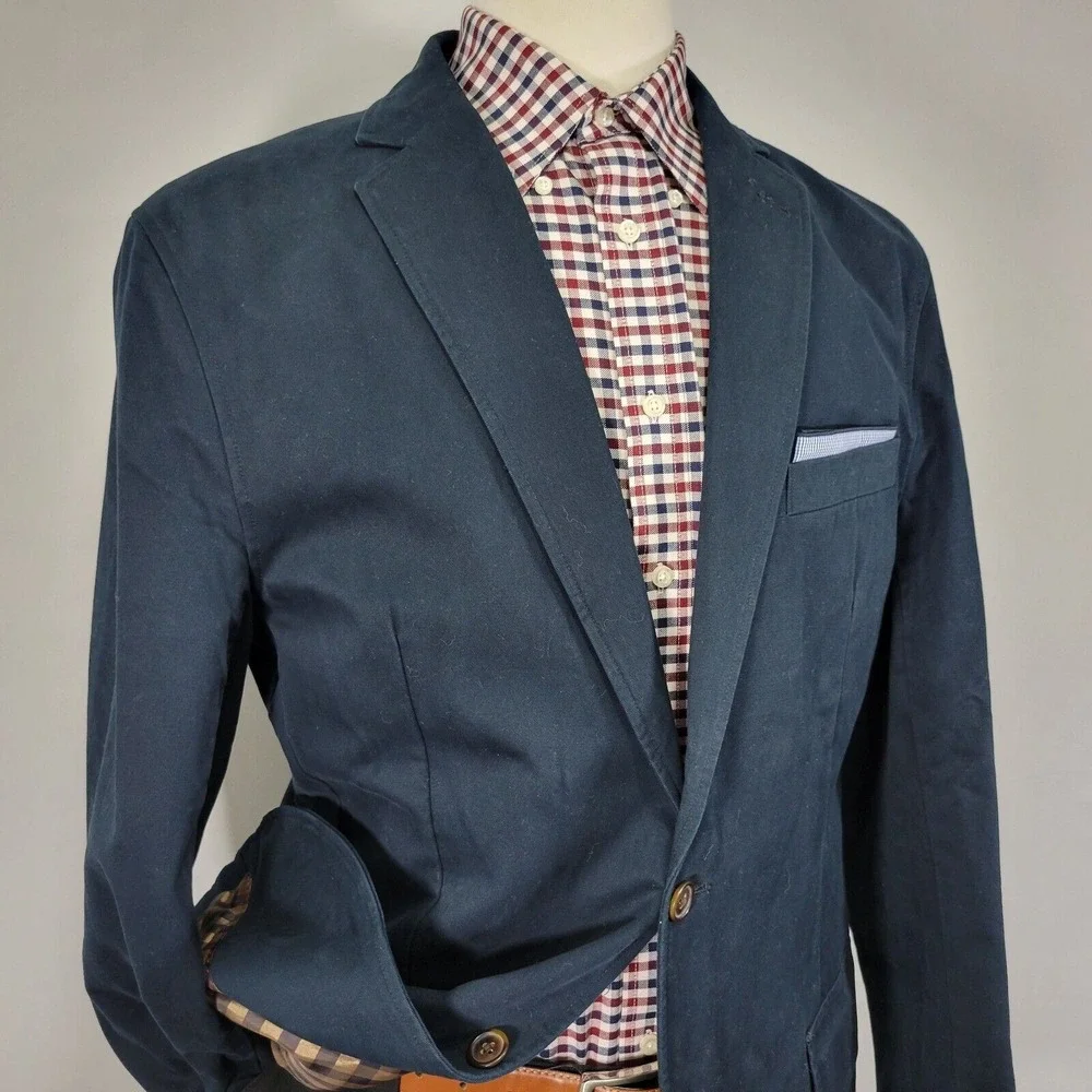 Daniel Cremieux Men's Sport Coat Blazer Two Button Navy Cotton Twill Size Large‎
